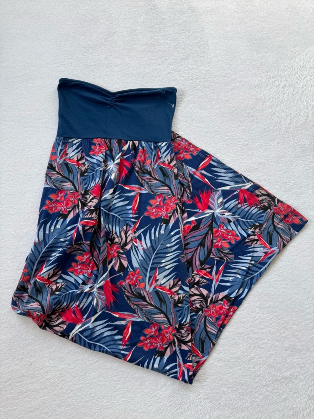 Roxy Navy Floral Circle Skirt with Red & Pink Blooms